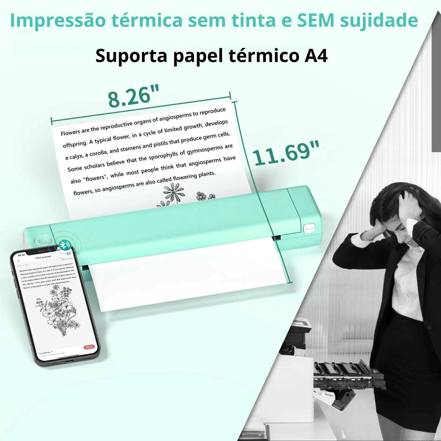 impressora térmica portátil sem âncora