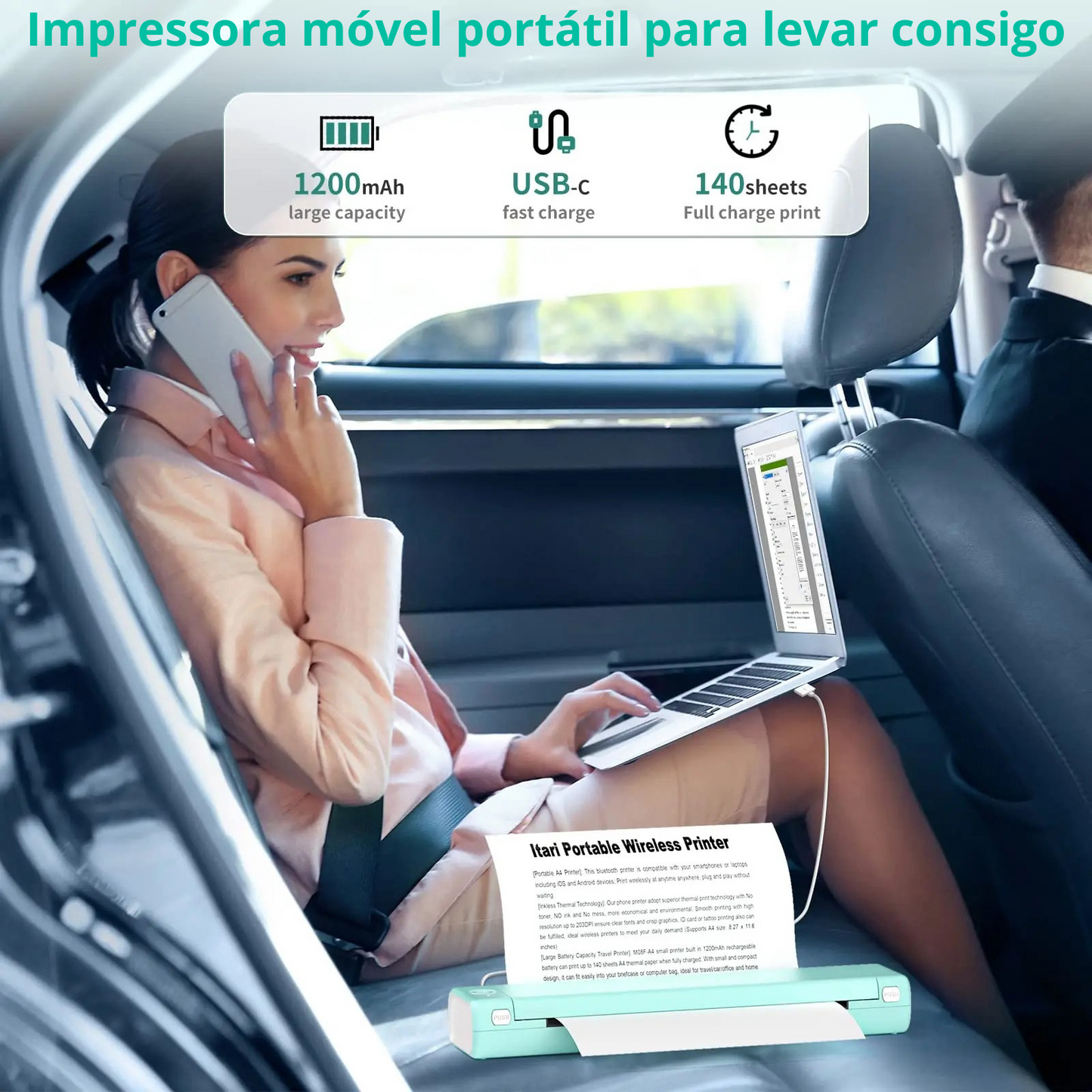 impressora térmica portátil sem âncora