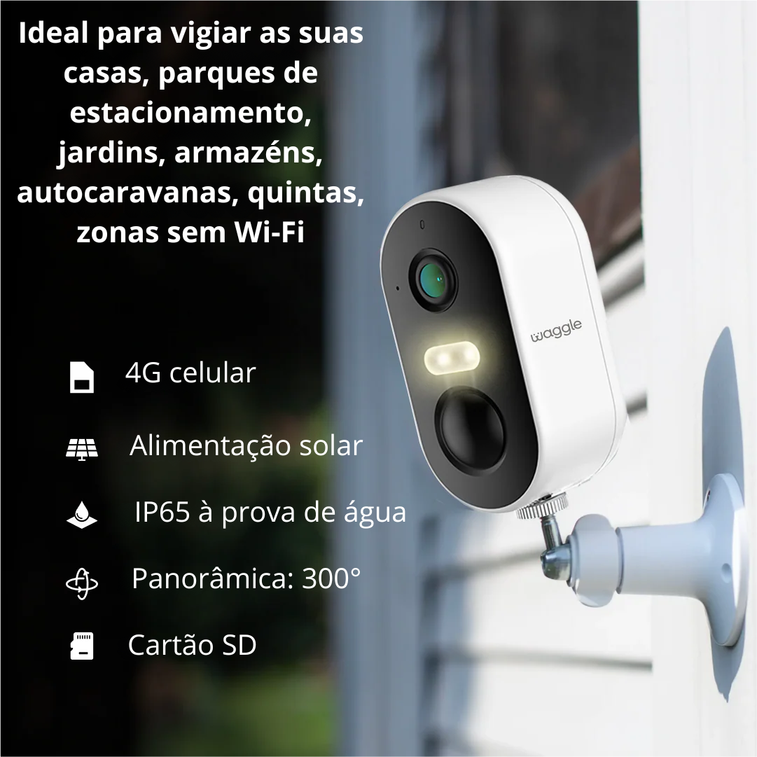 Câmara de vigilância 4G autónoma – sem Wi-Fi, sem cabos, 100% móvel